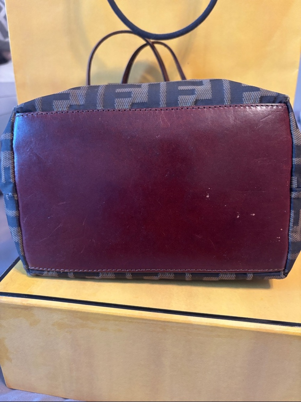 Fendi Brown Zucca Monogram Canvas Mini Tote with Leather Handles - Picture 2 of 16